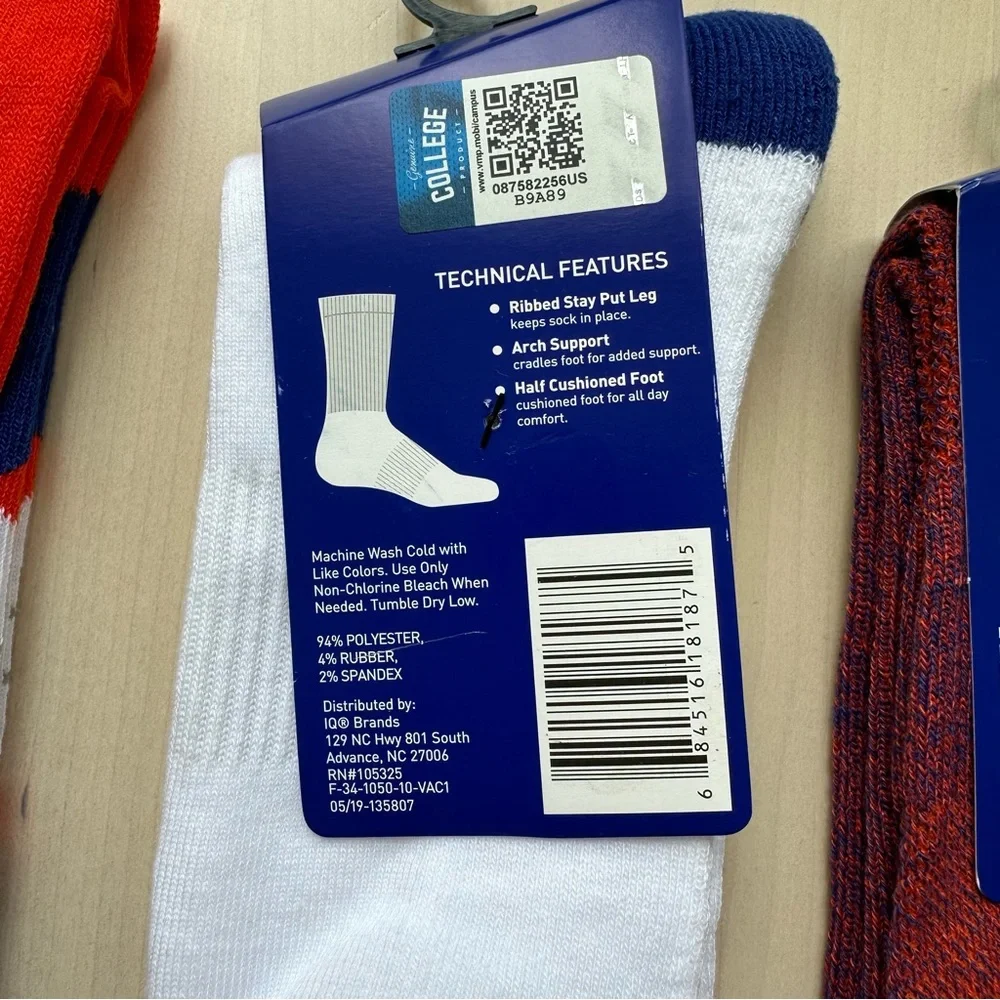 TCK UVA University of Virginia 3 Pairs Collegiate Crew Socks Bundle